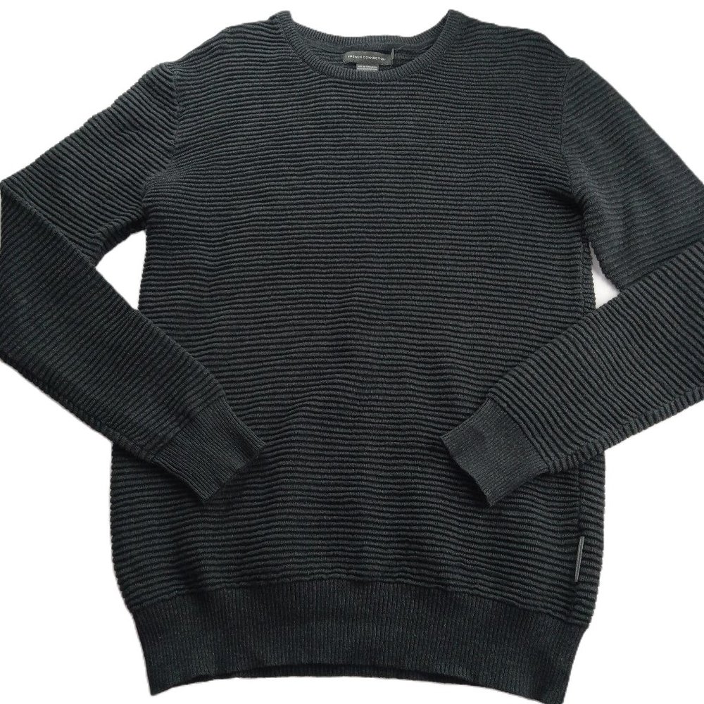 French Connection Men's Pullover Crew Neck Sweater Size Small Gray Cotton Ribbed